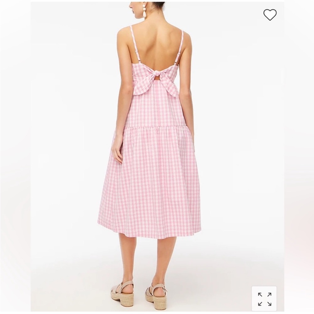 J. Crew Factory Pink Gingham Midi Dress